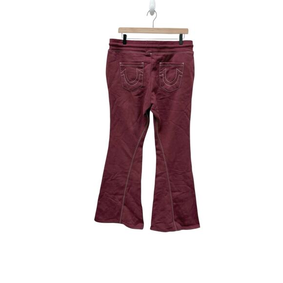 NWT True Religion Joey Mid Rise Big T Flare Sweat‎ Pants Red Women’s Size Medium - Picture 8 of 10